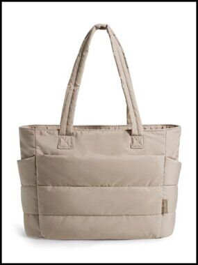 Puffy Tote Bag Lightweight Puffer Work Laptop Tote Zippered Shoulder Bag